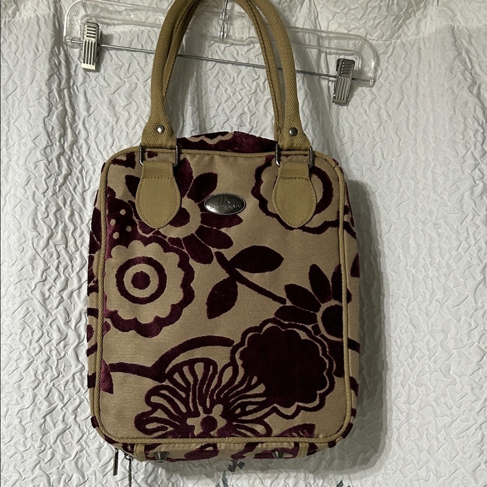 Jewel Kade Purple and Cream Floral jewelry tote